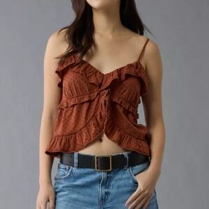 AE V-Neck Ruffle Cami Top